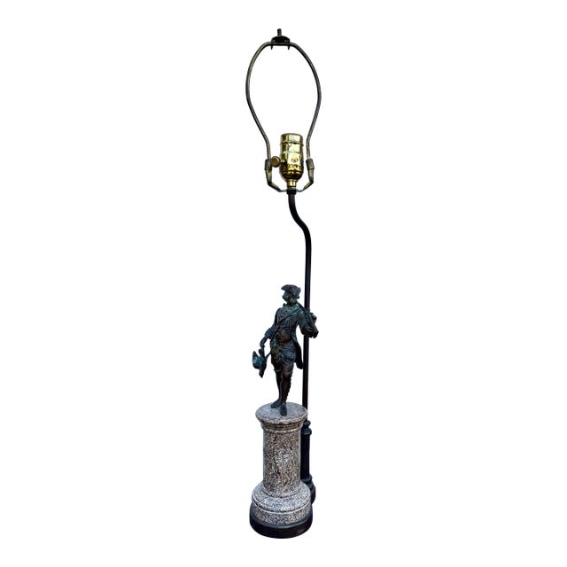 Vintage Bronze on Marble Colonial Williamsburg Table Lamp For Sale