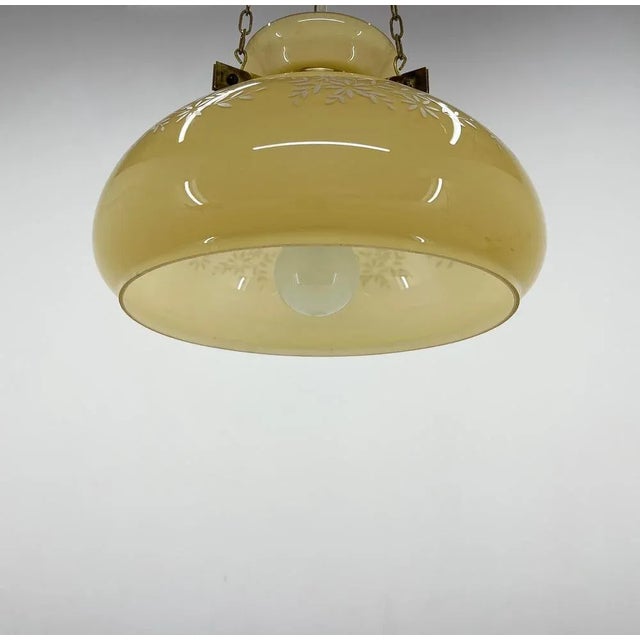 Glass & Brass Pendant Light, 1950s For Sale - Image 9 of 10