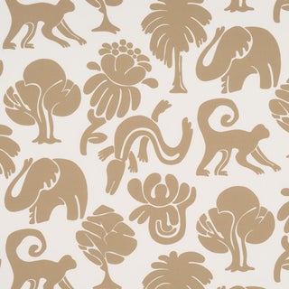 Schumacher Call Of The Jungle Fabric In Neutral For Sale
