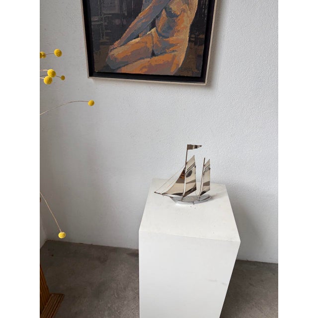 Silver Stainless Steel Boat, 1980s For Sale - Image 8 of 18