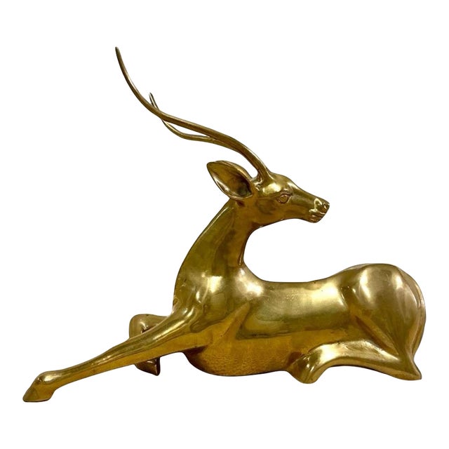 Mid Century Modern Decorative Brass Statue – Gazelle Sculpture For Sale
