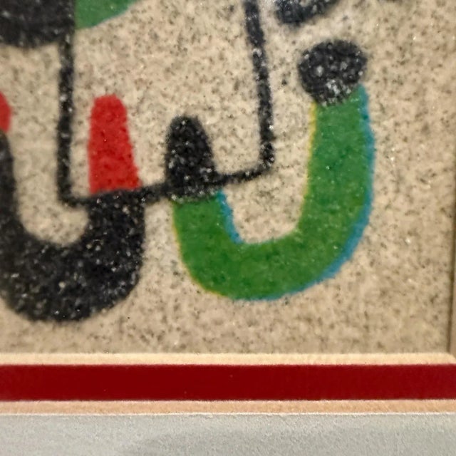 For your consideration, a mid-century modern sand art painting after Joan Miró. Artwork combining surrealism with abstract...