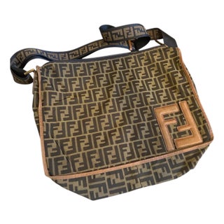 A Iconic 1980s Zucca Monogram Canvas Messenger Bag by Fendi For Sale