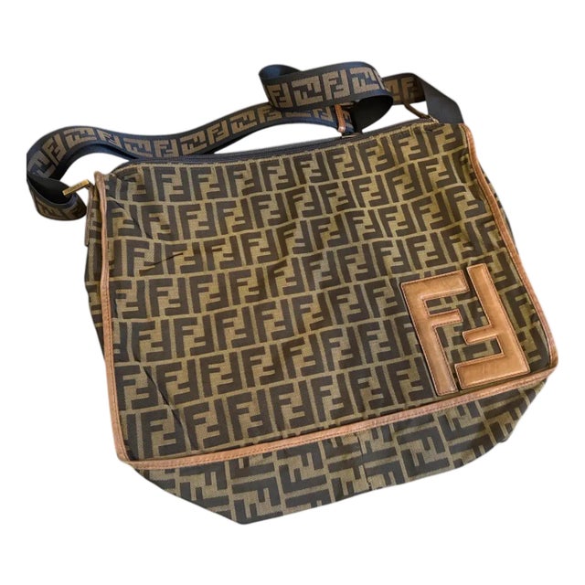 A Iconic 1980s Zucca Monogram Canvas Messenger Bag by Fendi For Sale