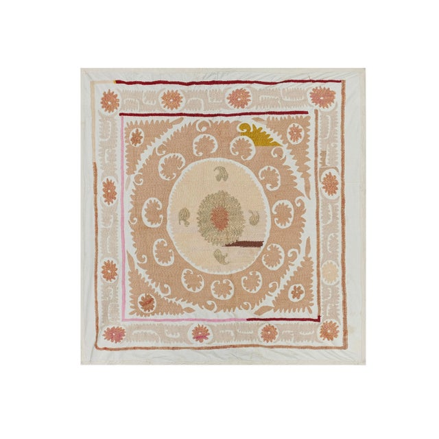 Vintage Suzani from Samarkand, circa 1900s. Dimension; 45.7" x 48.8" / 116 x 124 Cm / 3'10" x 4'1" Material: 100% cotton....