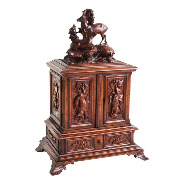 Antique Black Forest Cigar Box in Walnut, 1880 For Sale