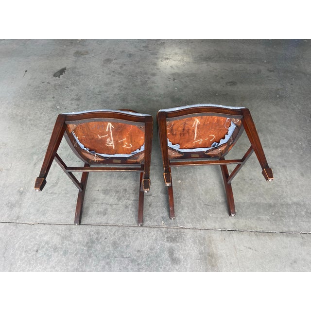Vintage Hepplewhite Style Shield Back Dining Chairs by Lammert’s, Mahogany, a Pair For Sale - Image 9 of 10