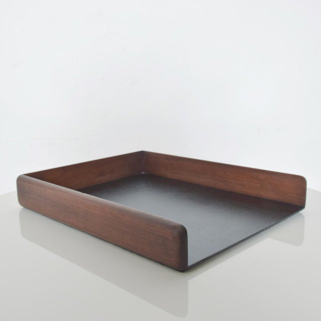 Sleek Modern Office Desk Inbox Outbox Paper Organizer Tray Walnut Wood ...