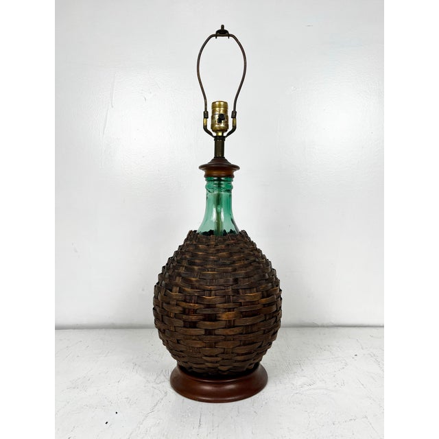 Mid 20th Century Mid Century Basket Wrapped Bottle Lamp For Sale - Image 5 of 11