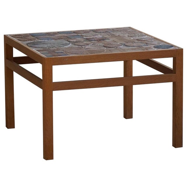 Danish Modern Coffee Table in Oak & Ceramic Tiles attributed to Tue Poulsen, 1960s For Sale - Image 15 of 15