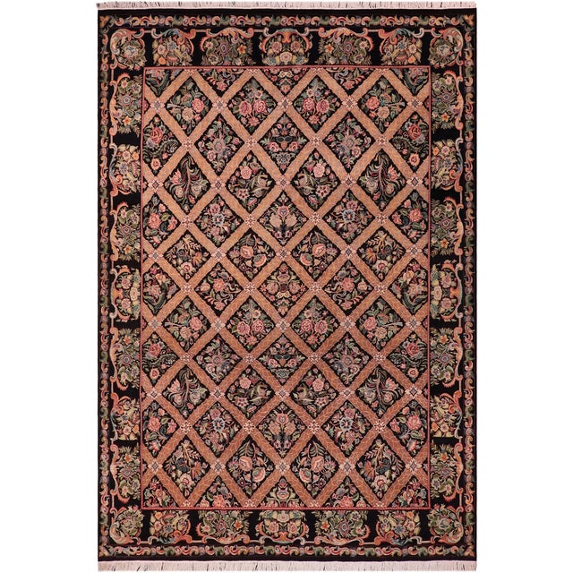 Botainical Bakhtair Pak-Persian Black/Black Wool Rug - 9'2'' X 12'2'' For Sale - Image 9 of 9