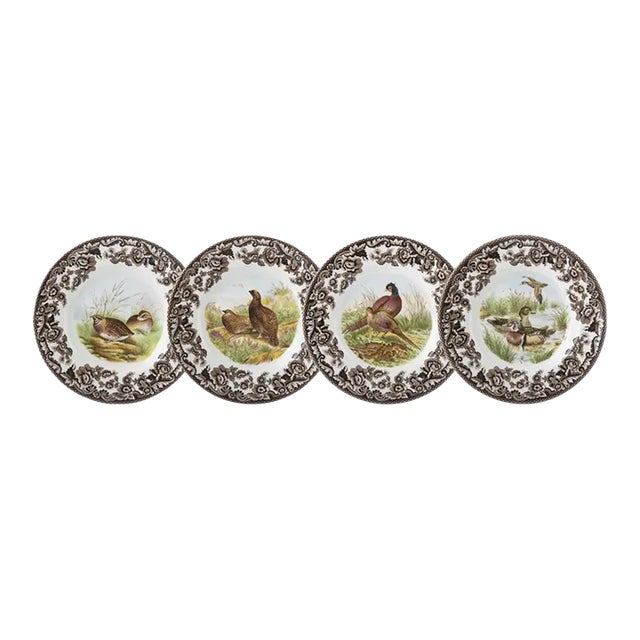 Spode Woodland Canape Plates 6.5", Birds - Set of 4 For Sale