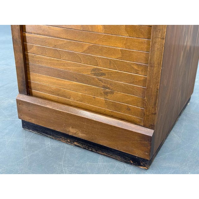 Art Deco Tambour Office Cabinet in Beech, Czechoslovakia, 1940s For Sale - Image 4 of 18