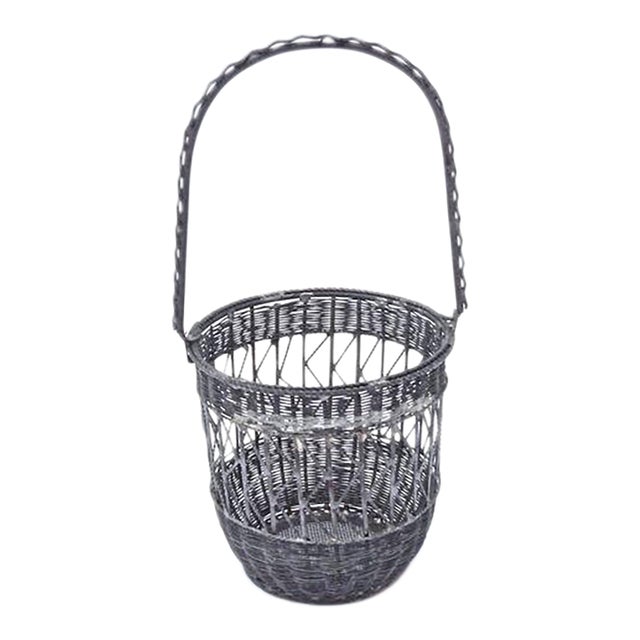 Antique Wire Basket Cachepot For Sale