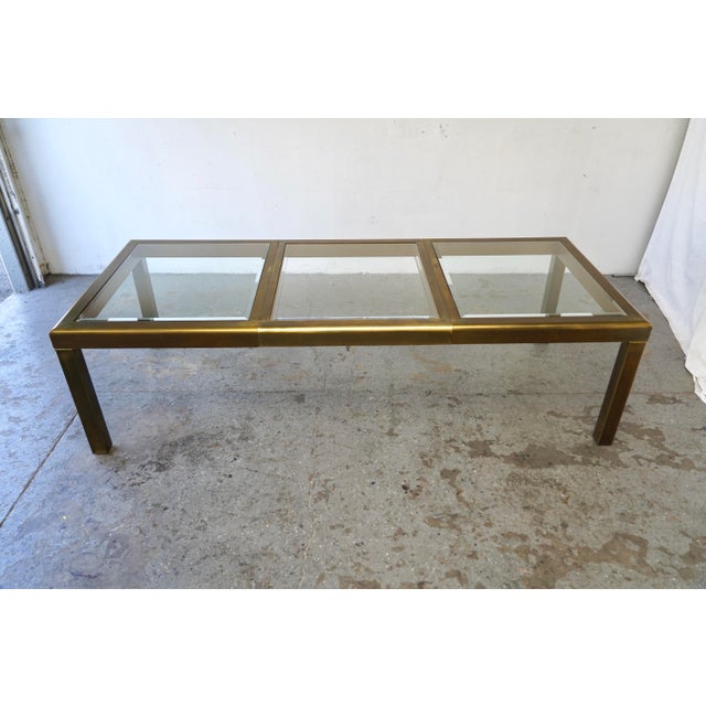 Mid 20th Century Post Modern Mastercraft Brass and Glass Extension Dining Table For Sale - Image 10 of 16
