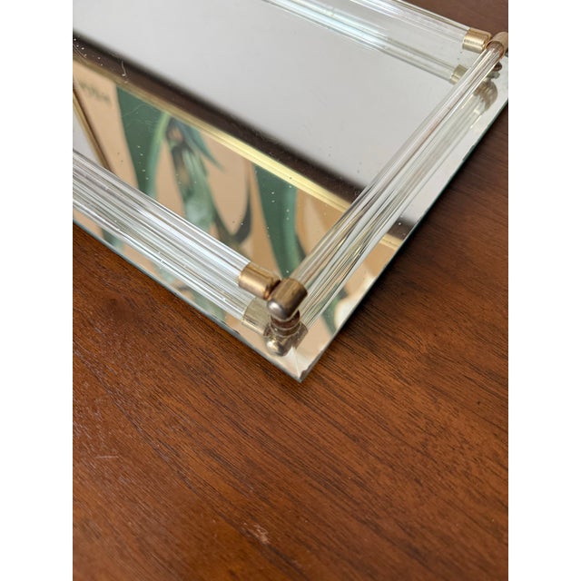 Transparent Vintage Glass Mirror and Lucite Vanity Tray For Sale - Image 8 of 12