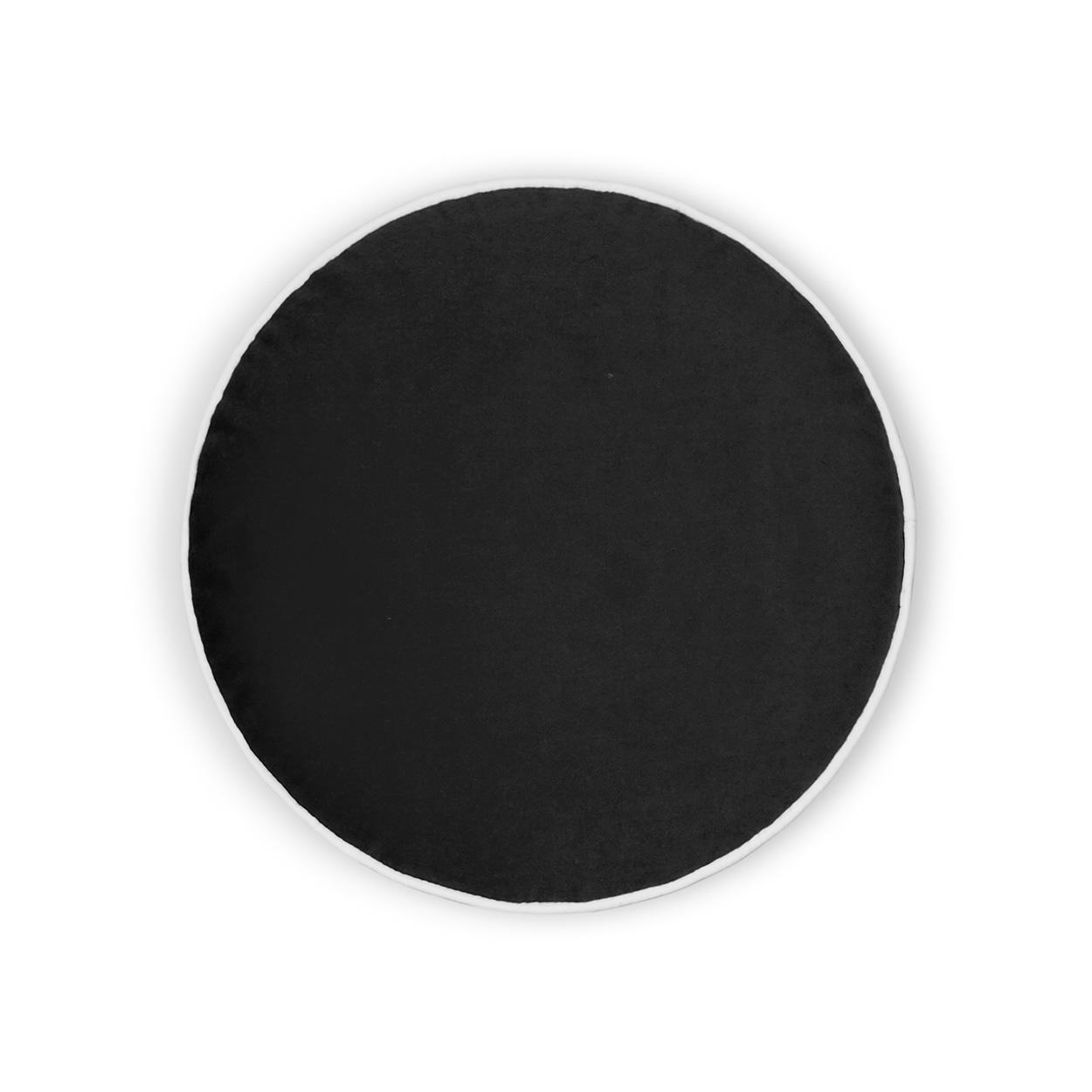 Posh Circle Pillow in Charcoal with Contrast Piping, 18" Round Chairish