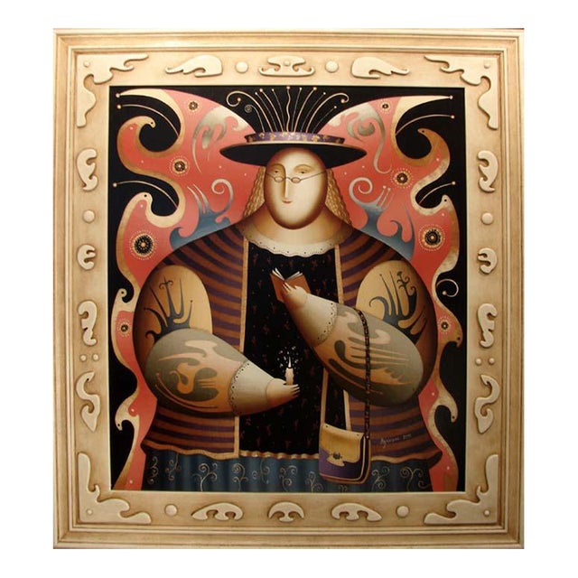 Anton Arkhipov "Mrs. Butterfly" 2000 Original Hand Signed Painting For Sale