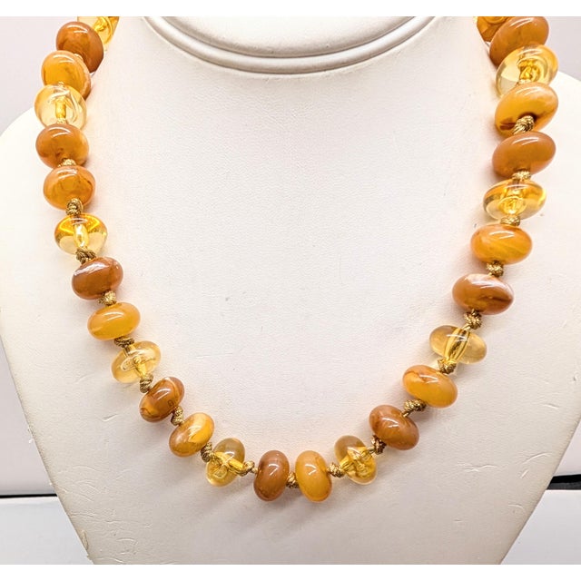 Vintage Signed Givenchy Goldtone Faux-Amber Beaded Necklace For Sale In Philadelphia - Image 6 of 9