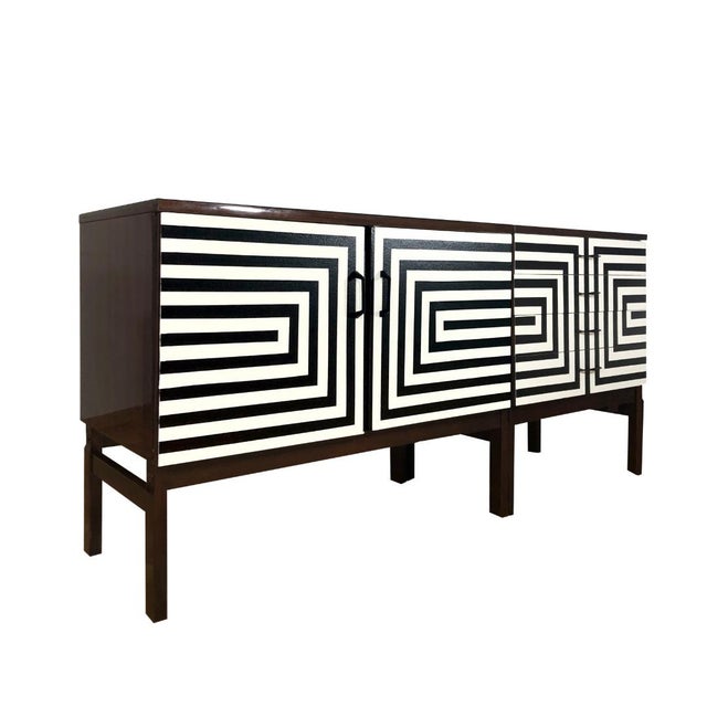 1970s Polish Modular Sideboard with Op Art Motif, 1970, Set of 2 For Sale - Image 5 of 13