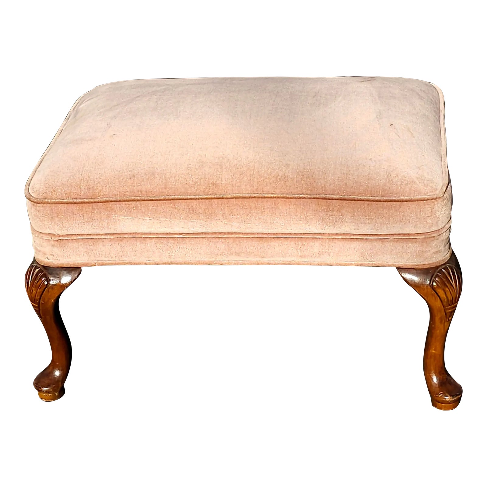 Mid 20th Century Mid Century Queen Anne Style Mahogany and Velvet ...