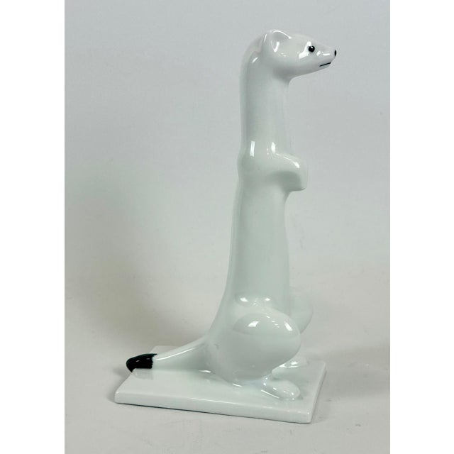 Porcelain Ermine Figurine by Tor Vaa for Porsgrund, 1960s, in Flawless conditions. Designed 1970 to 1979 This piece has an...