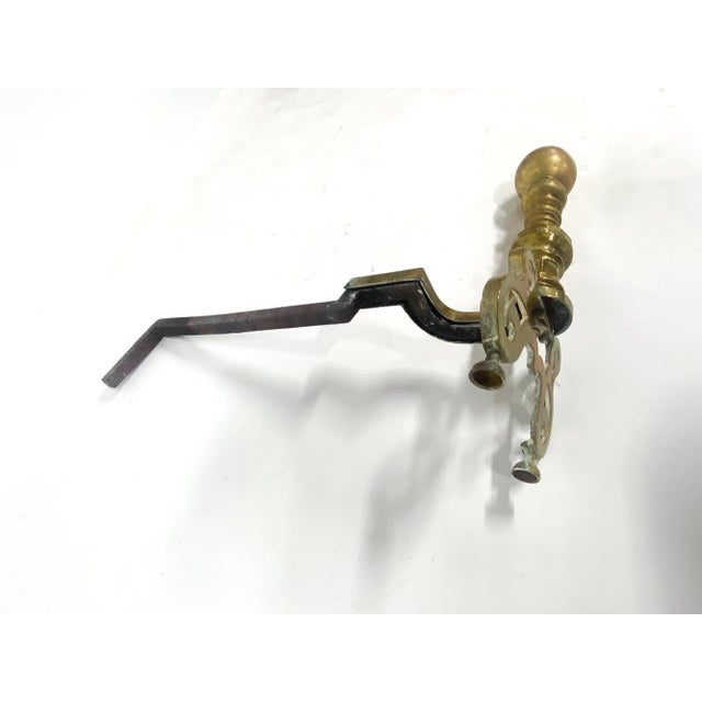 Traditional Antique Georgian Style Brass Ball-Top Andirons—A Pair For Sale - Image 3 of 8