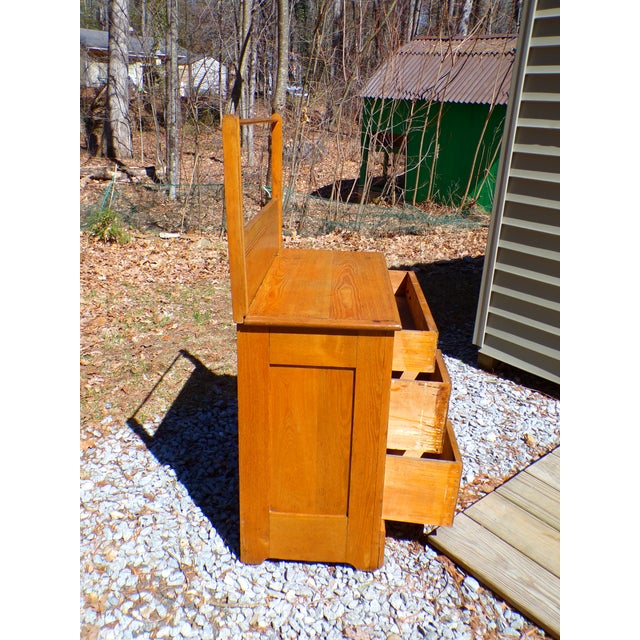 Antique Solid Oak Chest Commode Washstand W/ Towel Bar Country Farmhouse Cabinet For Sale - Image 15 of 18