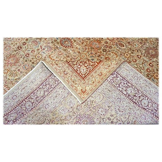 Textile Antique Persian Semnan Wool 10x13 Gold, Red & Tan Handmade Area Rug #1142820 For Sale - Image 7 of 7