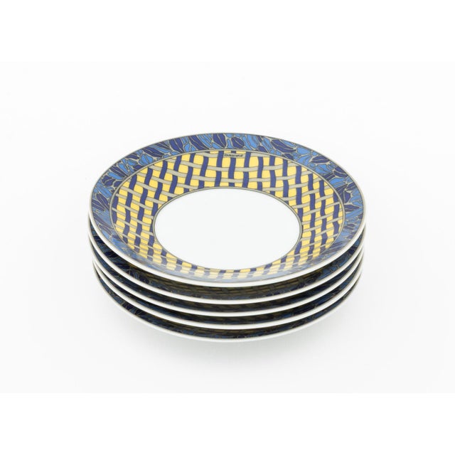 Set of Five Christofle "Pergola" Porcelain Bread and Butter Plates, marked to underside. 5.5" Diameter x 1" H. Provenance:...