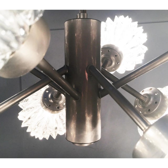 Mid-Century Modern Mid-Century German Space Age Glass and Metal Chandelier from Richard Essig, 1960s For Sale - Image 3 of 18