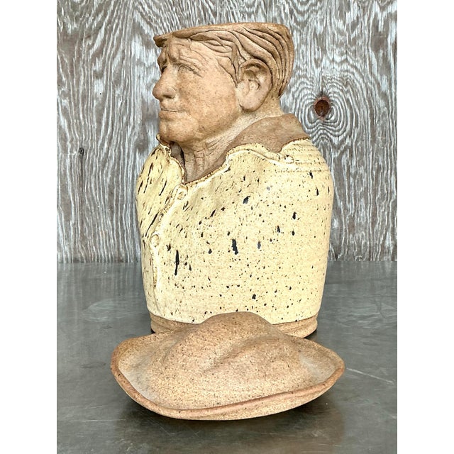 Late 20th Century Vintage Boho Original Studio Pottery Lidded Jar For Sale - Image 5 of 12
