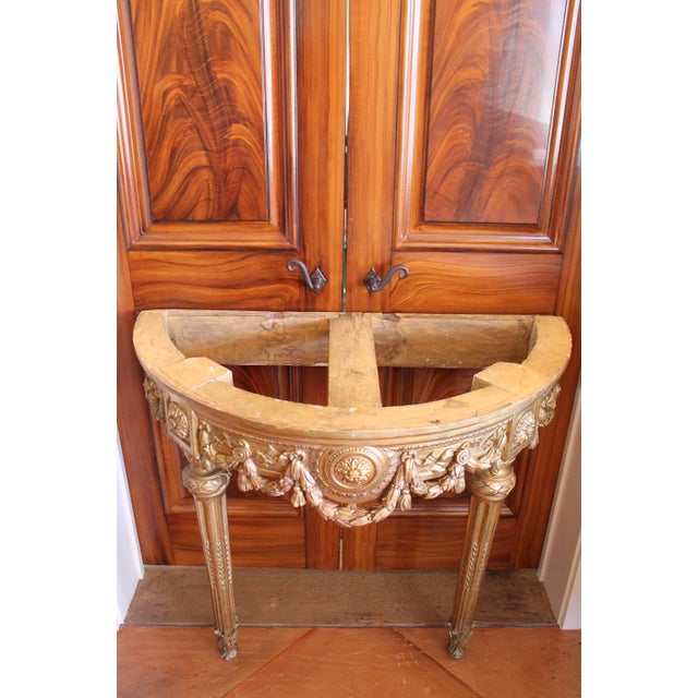 Italian Neoclassical Demilune Gilt Wood Console Table For Sale - Image 10 of 13