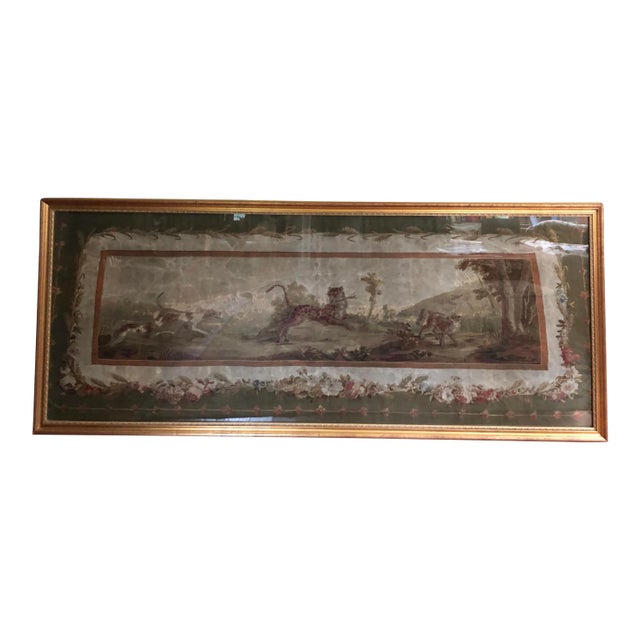 Large Antique French Framed Tapestry For Sale