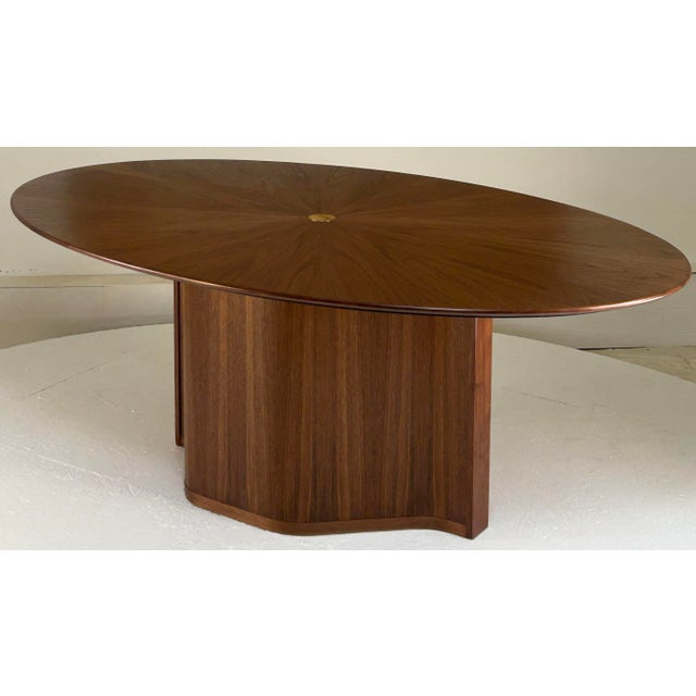 One of a Kind Oval Dining Table in Walnut For Sale - Image 4 of 14