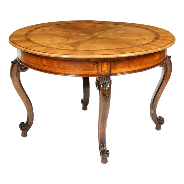 Italian Marquetry Inlaid Round Center Table For Sale