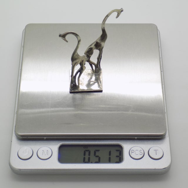 Metal Vintage Italian Handmade Genuine Silver Modern Design Giraffes Figurine Miniature For Sale - Image 7 of 8