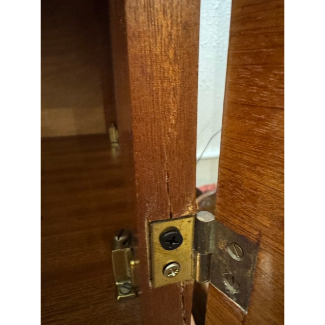 1960s Mid-Century Modern French Mahogany Sideboard Credenza With Brass Accents For Sale - Image 10 of 12