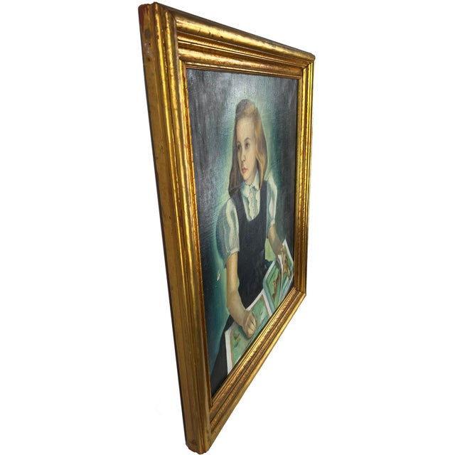 1940s Young Girl With Horse Illustrations Original Oil on Linen by John Turner 1941 For Sale - Image 5 of 7