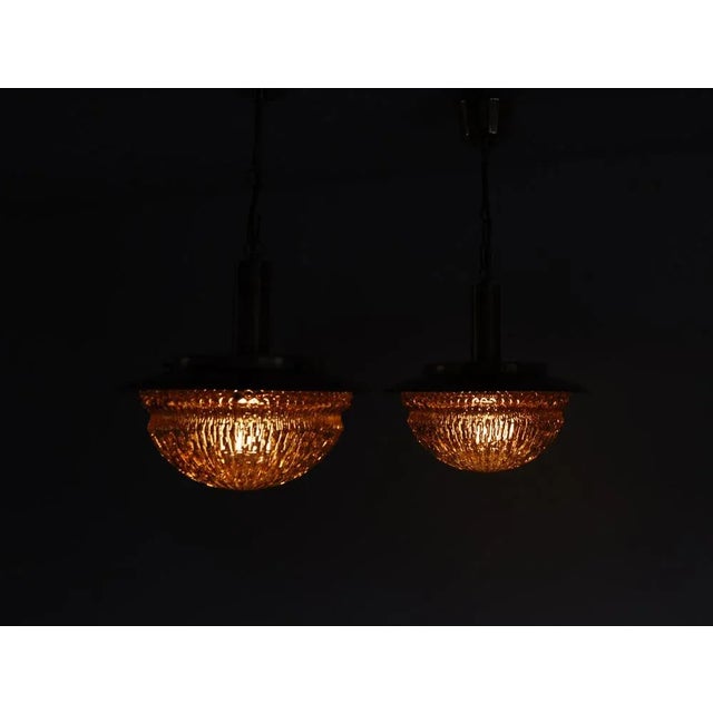 Mid-Century Danish Glass and Brass Chandeliers by Vitrika, Set of 2 For Sale - Image 13 of 17
