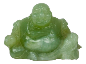 Chinese Carved Green Jade Maitreya Laughing Buddha Figure