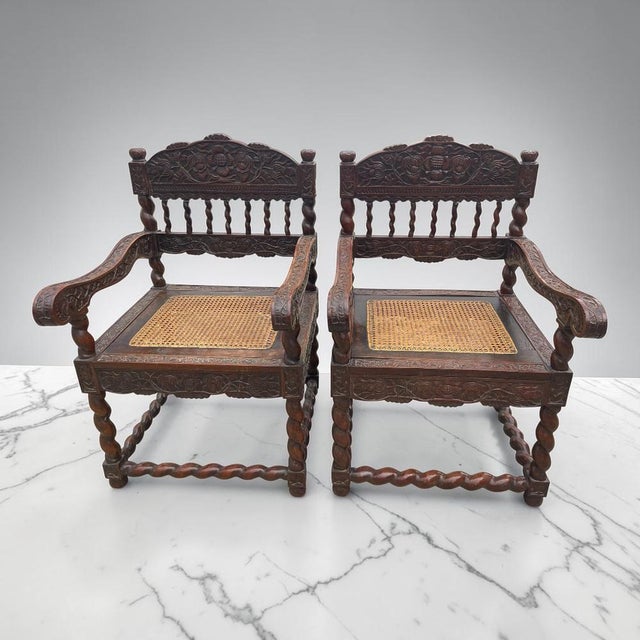 Antique Armchairs in Padouk Wood, Set of 2 For Sale - Image 5 of 5
