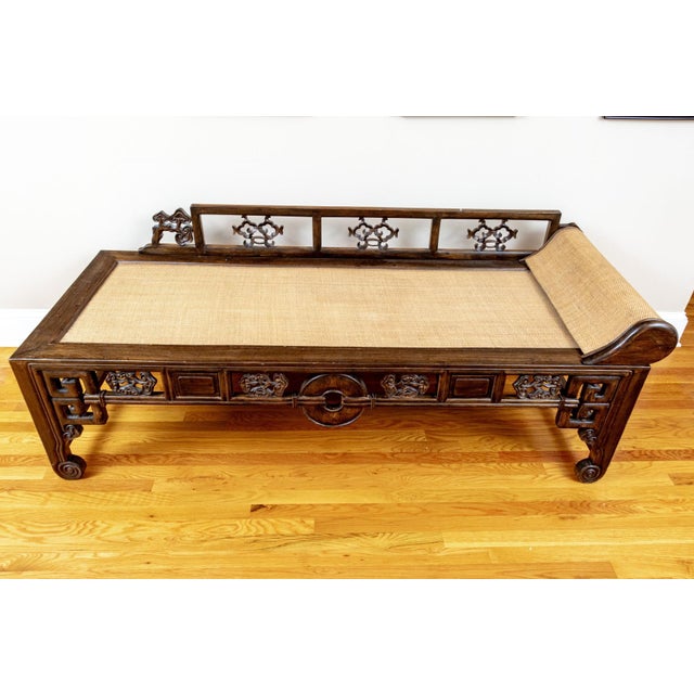 Chinese Ming Style Elm Kang Daybed / Opium Couch, Late Qing c.1890–1920 For Sale - Image 9 of 14
