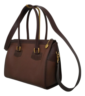 Gucci Boston Crossbody Bag, Brown Leather With Gold Gg Charm, 1980s