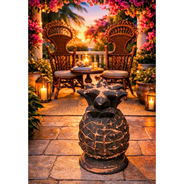 The perfect vintage ornament/statue for your garden a distressed age to perfection pineapple weather, a great verdigris...