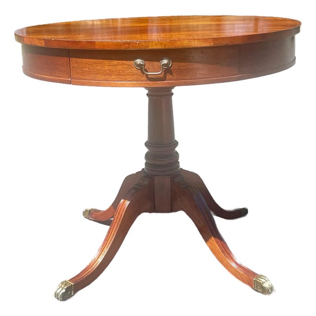 1950s Mersman 7494 Vintage Drum Pedestal Table For Sale