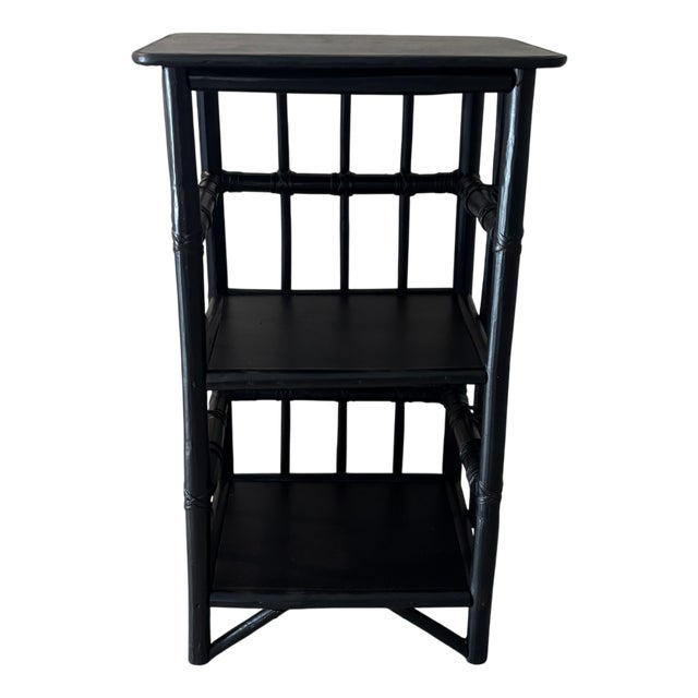 Vintage Black Rattan Shelves For Sale