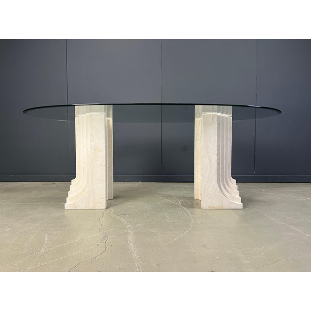Vintage Travertine Dining Table in the style of Carlo Scarpa, 1970s For Sale - Image 10 of 13