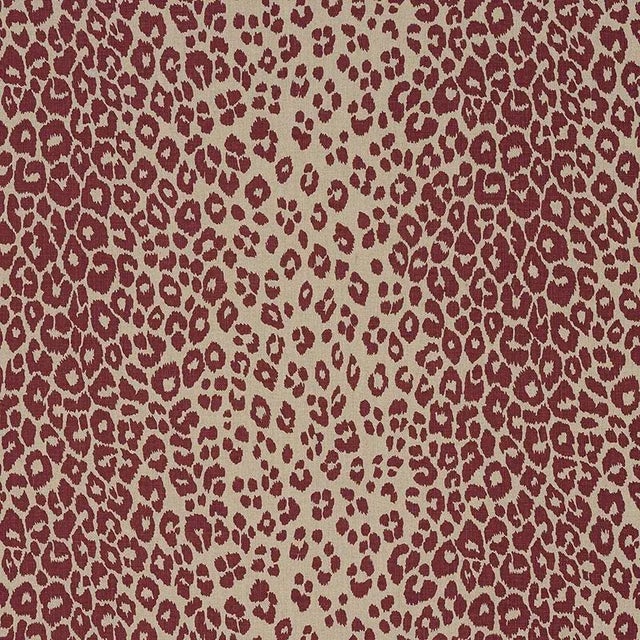 Schumacher Iconic Leopard Fabric in Raisin/Natural For Sale