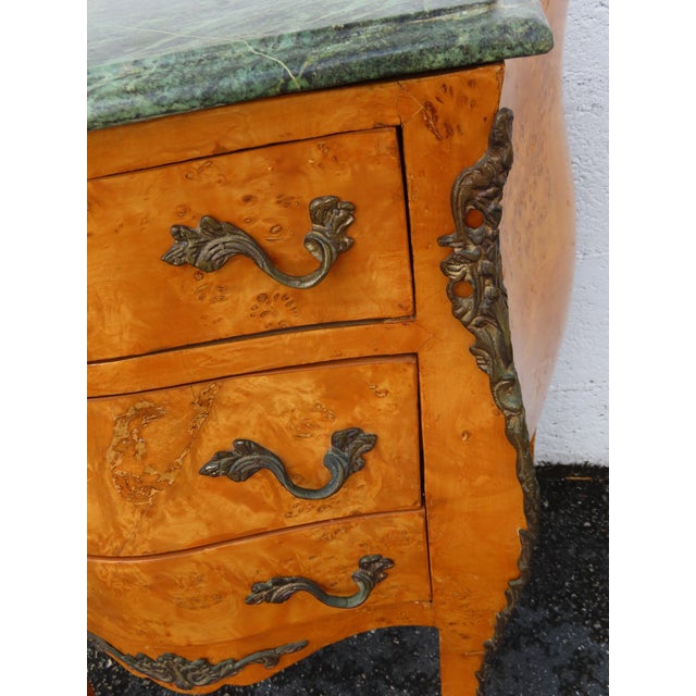 French Marble Top Bombay Serpentine Burlwood Commode Nightstand 6346 For Sale - Image 10 of 16